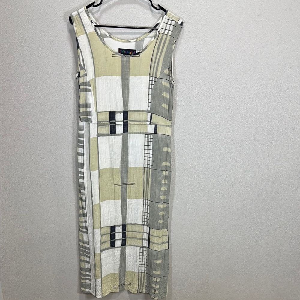 Jams World structure‎ geometric  Sheath Midi Dress Sleeveless Scoop Neck